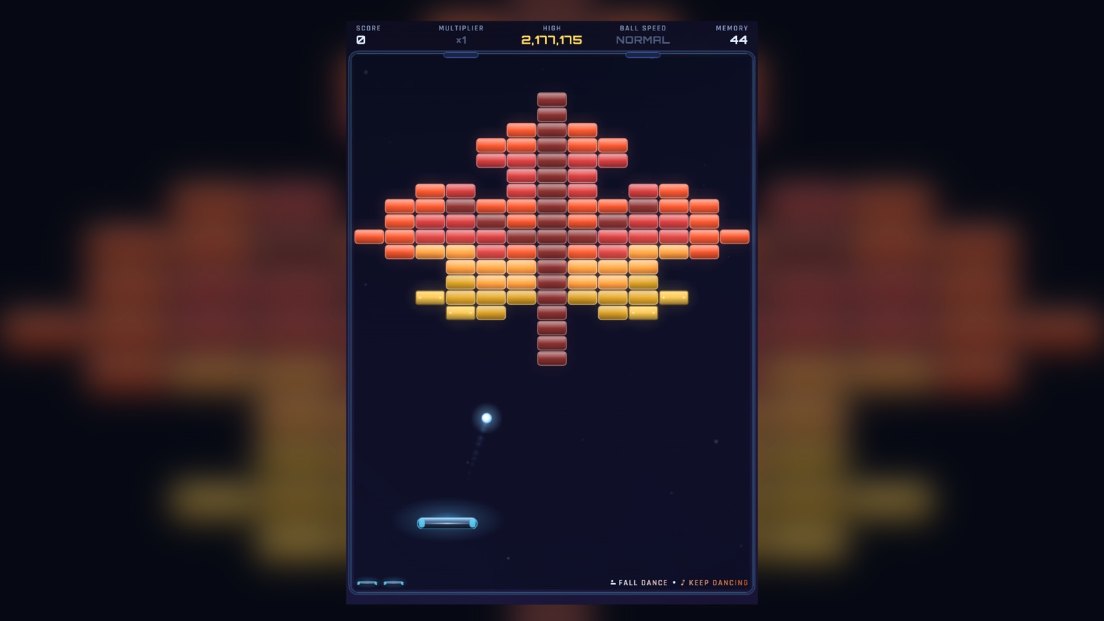 FIRST LIGHT, Memory 44: a maple leaf built from red, orange and gold bricks