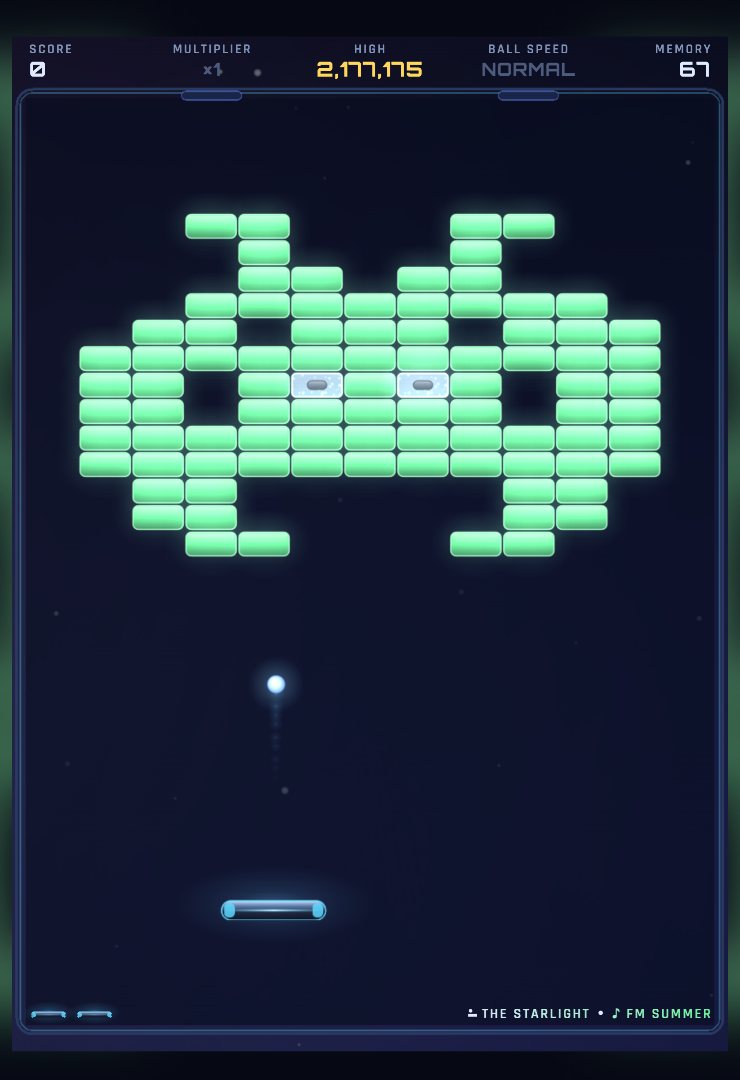 Memory 67, The Starlight: a green board in the shape of an arcade alien